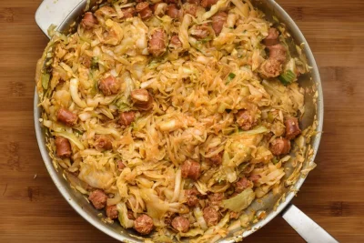 Fried cabbage sausage kielbasa recipe - SunCakeMom