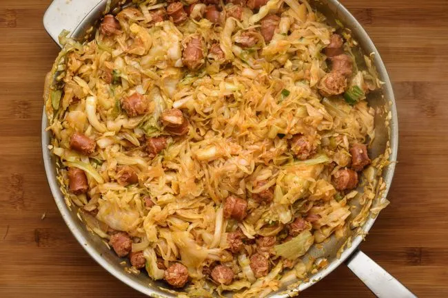 Fried cabbage sausage kielbasa recipe - SunCakeMom