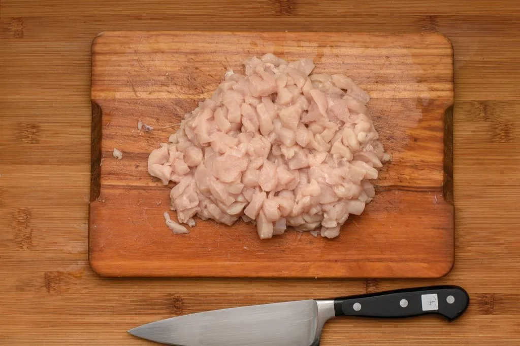 Chicken breast diced funely cut