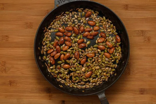 Sunflower-pumpkin-seed-almond-roast-sear-stur-cast-iron-skillet--gp--1-SunCakeMom